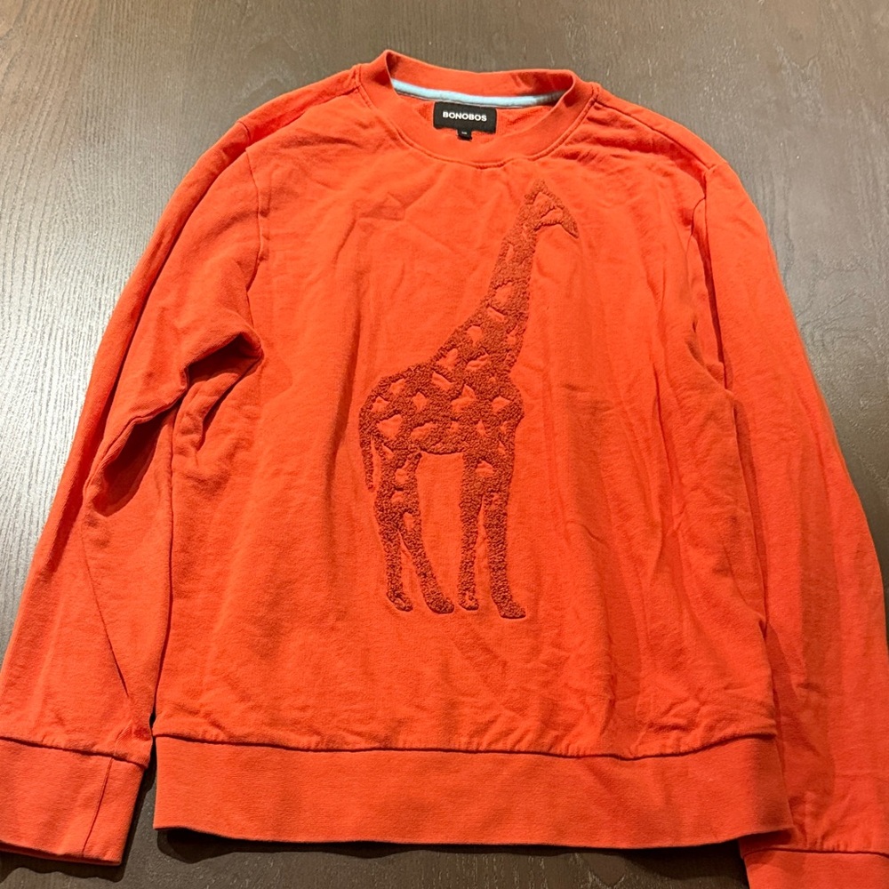 Bonobos Men's Vibrant Orange Giraffe Crewneck Sweater